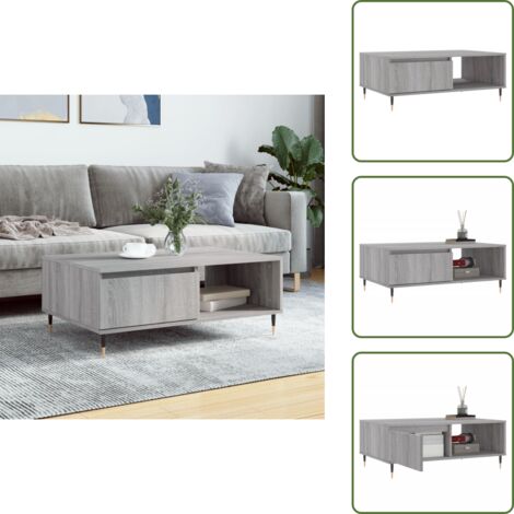 The Living Store Tavolino da Salotto Grigio Sonoma 90x60x35 cm Legno Multistrato - Tavolino in legno multistrato