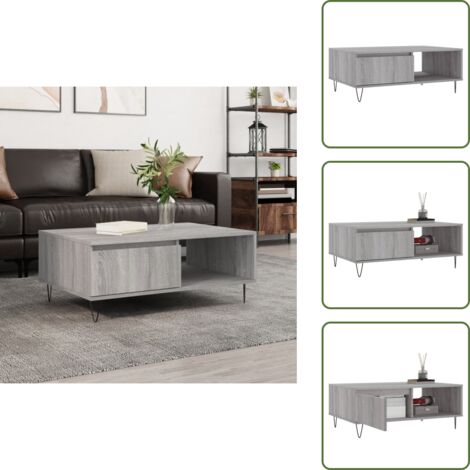 The Living Store Tavolino da Salotto Grigio Sonoma 90x60x35 cm Legno Multistrato - Tavolino in legno multistrato
