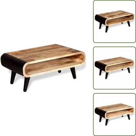 The Living Store Tavolino da Salotto in Legno Grezzo di Mango 90x55x39 cm - Tavolino in legno mango