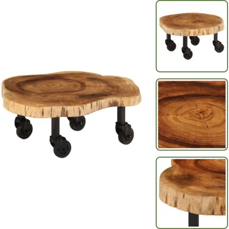 The Living Store Tavolino da Salotto in Legno Massello di Acacia 60x55x25 cm - Tavolino da caffè in legno