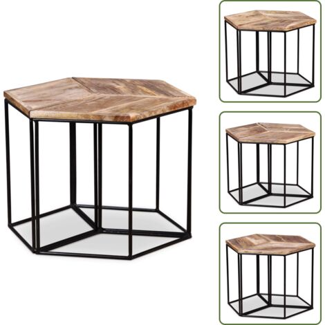 The Living Store Tavolino da Salotto in Legno Massello di Mango 56x48x40 cm - Tavolino in legno massello