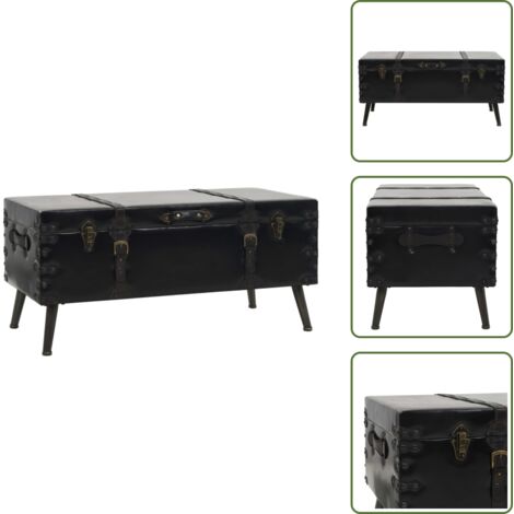 The Living Store Tavolino da Salotto in MDF e Acciaio 102x51x48 cm - Tavolino a baule