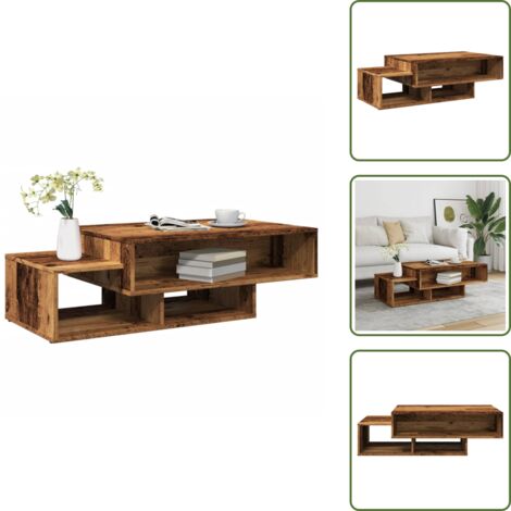 The Living Store Tavolino da Salotto Legno Antico 105x55x32cm in Truciolato - Tavolo da salotto
