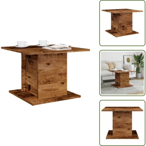 The Living Store Tavolino da Salotto Legno Antico 55,5x55,5x40 cm in Truciolato - Tavolo in truciolato