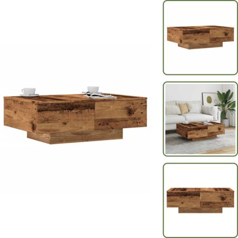 The Living Store Tavolino da Salotto Legno Antico 90x60x31 cm Legno Multistrato - Tavolino in legno