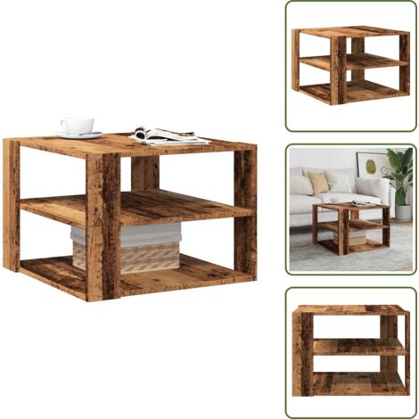 The Living Store Tavolino da Salotto Legno Vecchio 58x58x40 cm Legno Multistrato - Tavolo in legno antico