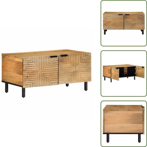 The Living Store Tavolino da Salotto Marrone 80x50x40 cm Legno Massello di Mango - Tavolino da soggiorno