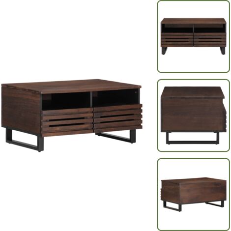 The Living Store Tavolino da Salotto Marrone 80x55x40 cm Legno Massello di Mango - Tavolino in legno