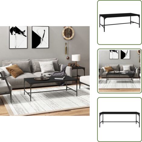 The Living Store Tavolino da Salotto Nero 100x50x35cm Legno Multistrato - Tavolino in legno