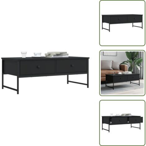The Living Store Tavolino da Salotto Nero 101x49x39,5 cm in Legno Multistrato - Tavolino in legno multistrato
