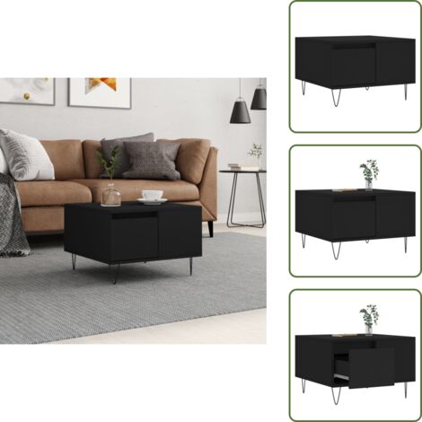 The Living Store Tavolino da Salotto Nero 55x55x36,5 cm in Legno Multistrato - Tavolino in legno