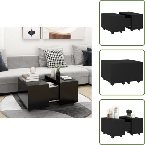 The Living Store Tavolino da Salotto Nero 60x60x38 cm in Legno Multistrato - Tavolo da salotto
