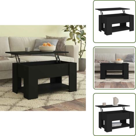 The Living Store Tavolino da Salotto Nero 79x49x41 cm in Legno Multistrato - Tavolino da caffè