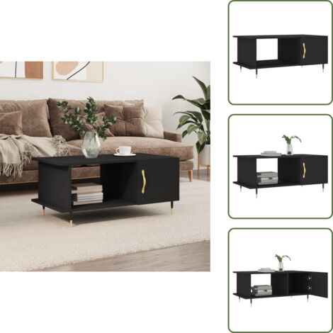 The Living Store Tavolino da Salotto Nero 90x50x40 cm in Legno Multistrato - Tavolino in legno