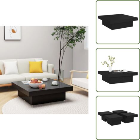 The Living Store Tavolino da Salotto Nero 90x90x28 cm in Legno Multistrato - Tavolino in legno