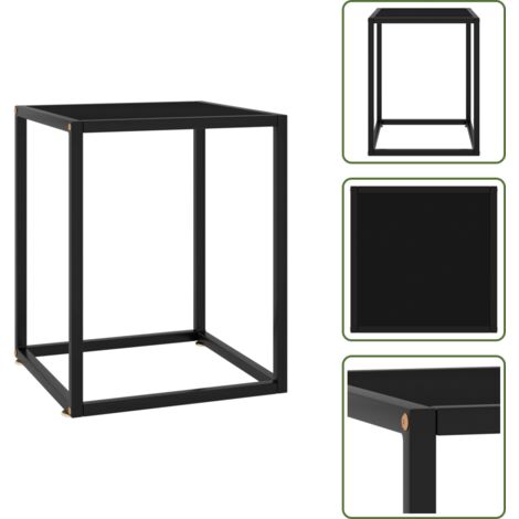 The Living Store Tavolino da Salotto Nero con Vetro Nero 40x40x50 cm - Tavolino da caffè