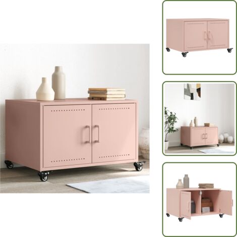 The Living Store Tavolino da Salotto Rosa 100,5x39x72 cm in Acciaio - Tavolino in acciaio