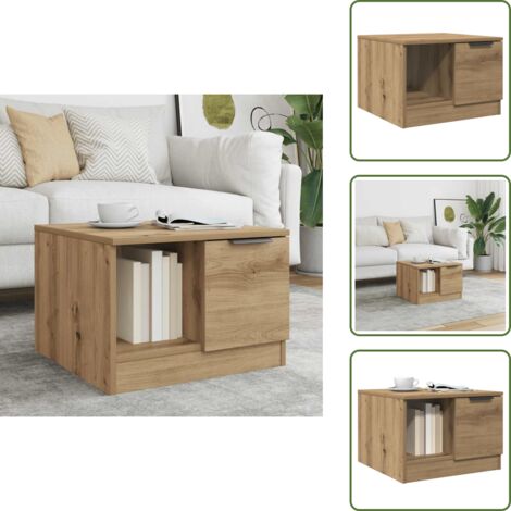 The Living Store Tavolino da Salotto Rovere Artigianale 50x50x36 cm Truciolato - Tavolo in truciolato