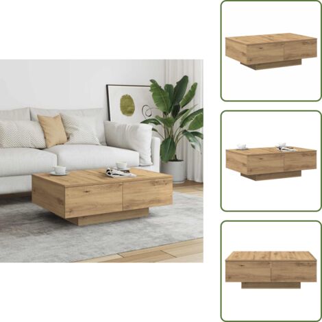 The Living Store Tavolino da Salotto Rovere Artigianale 90x60x31 cm Truciolato - Tavolino in truciolato