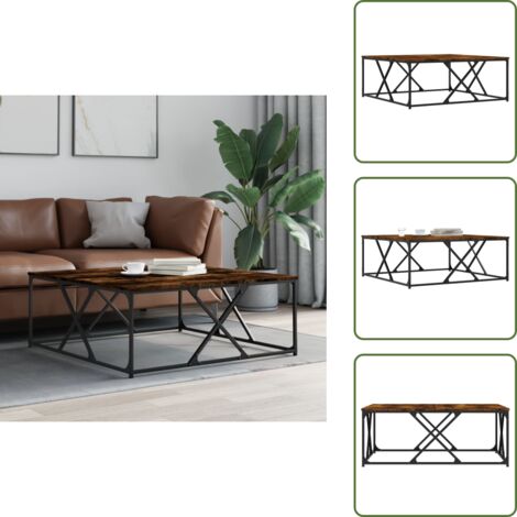 The Living Store Tavolino da Salotto Rovere Fumo 100x100x40 cm Legno Multistrato - Tavolino in legno multistrato