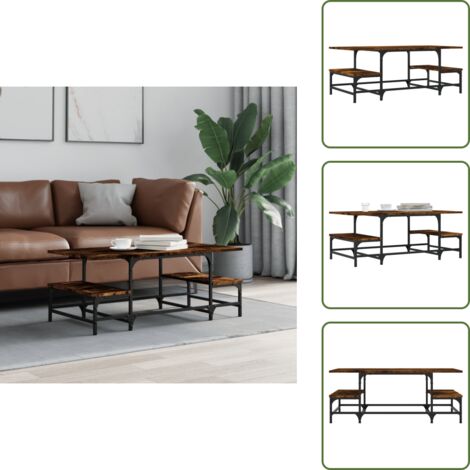 The Living Store Tavolino da Salotto Rovere Fumo 100x50,5x40cm Legno Multistrato - Tavolo da salotto