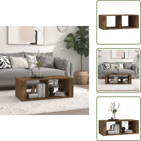 The Living Store Tavolino da Salotto Rovere Fumo 100x50x36 cm Legno Multistrato - Tavolo da divano