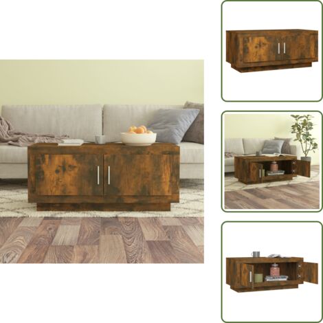 The Living Store Tavolino da Salotto Rovere Fumo 102x50x45 cm Legno Multistrato - Tavolino da caffè