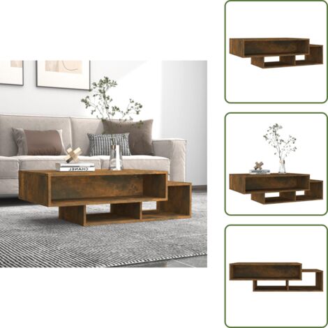 The Living Store Tavolino da Salotto Rovere Fumo 105x55x32 cm Legno Multistrato - Tavolo da salotto