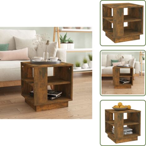 The Living Store Tavolino da Salotto Rovere Fumo 40x40x43 cm Legno Multistrato - Tavolo da soggiorno