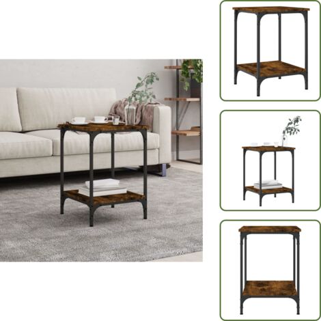 The Living Store Tavolino da Salotto Rovere Fumo 40x40x55 cm Legno Multistrato - Tavolino in legno