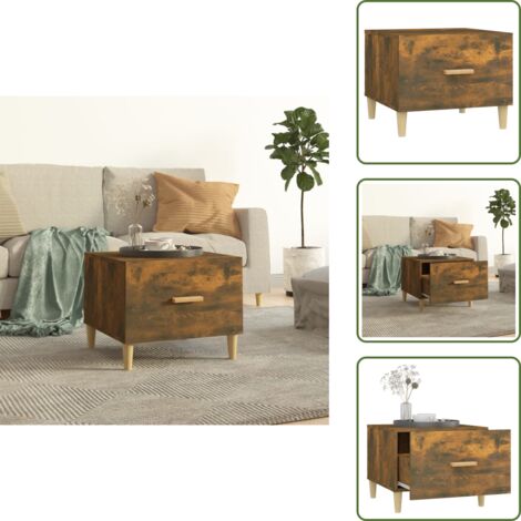 The Living Store Tavolino da Salotto Rovere Fumo 50x50x40 cm Legno Multistrato - Tavolo da salotto
