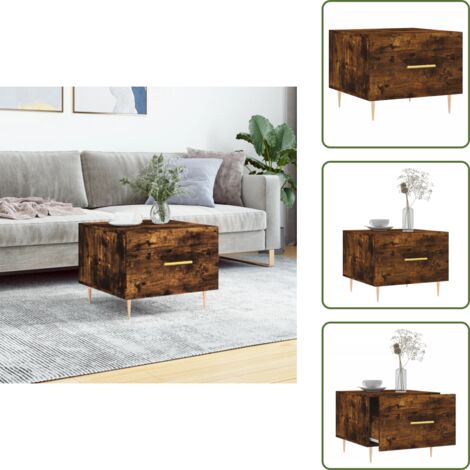 The Living Store Tavolino da Salotto Rovere Fumo 50x50x40 cm Legno Multistrato - Tavolo da salotto