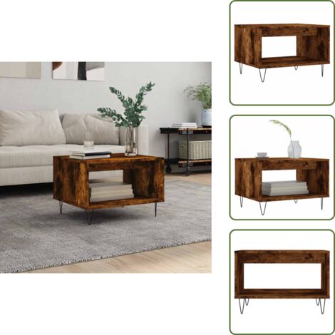 The Living Store Tavolino da Salotto Rovere Fumo 60x50x40 cm Legno Multistrato - Tavolino in legno