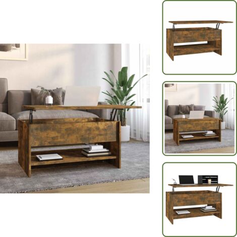 The Living Store Tavolino da Salotto Rovere Fumo 80x50x40 cm Legno Multistrato - Tavolo in legno