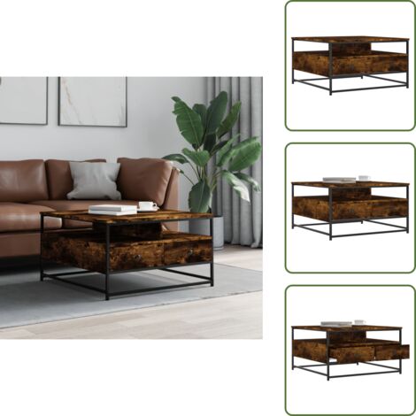 The Living Store Tavolino da Salotto Rovere Fumo 80x80x45 cm Legno Multistrato - Tavolino in legno multistrato