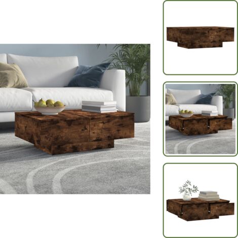 The Living Store Tavolino da Salotto Rovere Fumo 90x60x31 cm Legno Multistrato - Tavolo da salotto