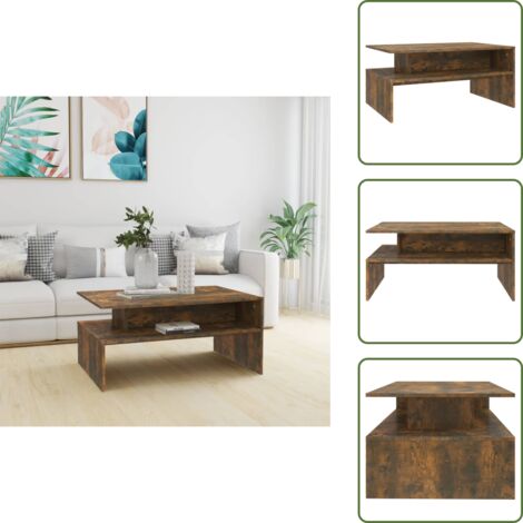 The Living Store Tavolino da Salotto Rovere Fumo 90x60x42,5 cm Legno Multistrato - Tavolo da caffè