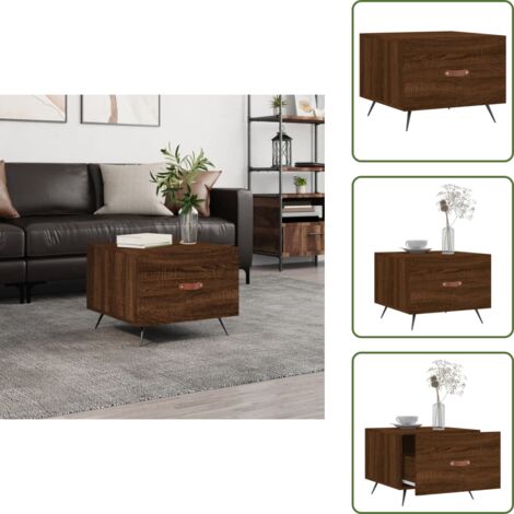 The Living Store Tavolino da Salotto Rovere Marrone 50x50x40cm Legno Multistrato - Tavolino in legno