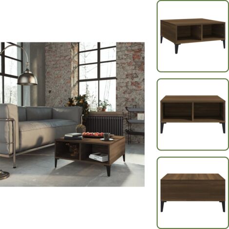 The Living Store Tavolino da Salotto Rovere Marrone 60x60x30 cm in Truciolato - Tavolo in truciolato