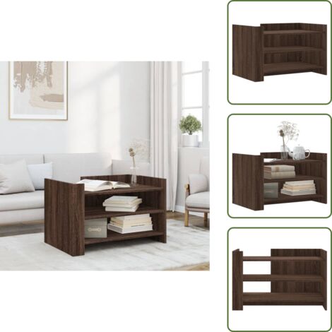 The Living Store Tavolino da Salotto Rovere Marrone 80x50x50cm Legno Multistrato - Tavolo da soggiorno