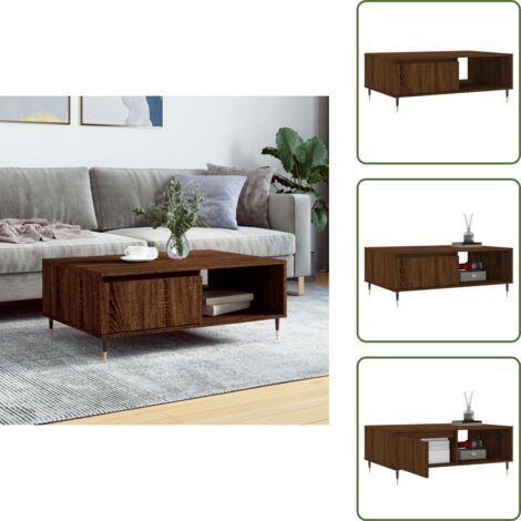 The Living Store Tavolino da Salotto Rovere Marrone 90x60x35cm Legno Multistrato - Tavolino in legno