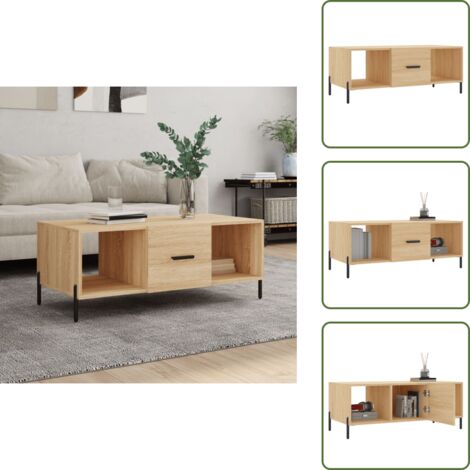 The Living Store Tavolino da Salotto Rovere Sonoma 102x50x40cm Legno Multistrato - Tavolino in legno