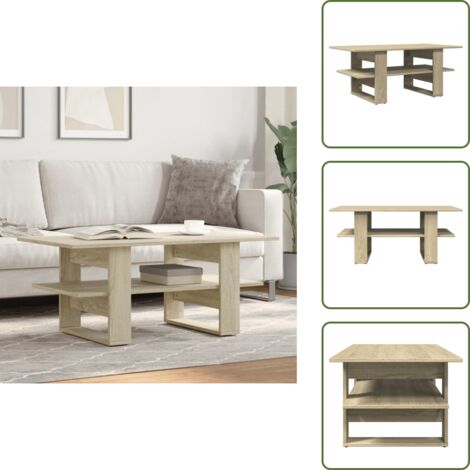 The Living Store Tavolino da Salotto Rovere Sonoma 102x55x42cm Legno Multistrato - Tavolo in legno multistrato