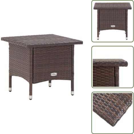 The Living Store Tavolino da Tè Marrone 50x50x47 cm in Polyrattan - Tavolino da giardino