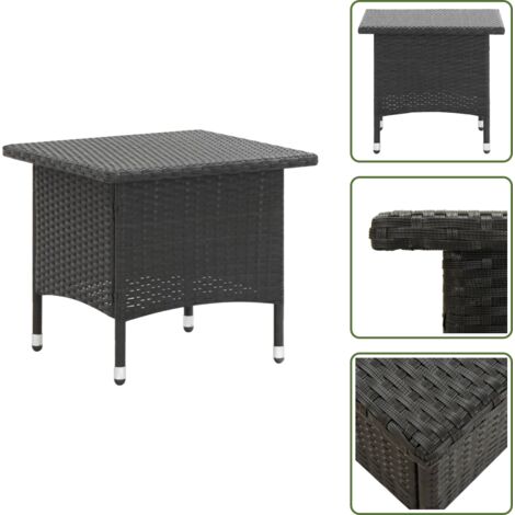 The Living Store Tavolino da Tè Nero 50x50x47 cm in Polyrattan - Tavolino da giardino