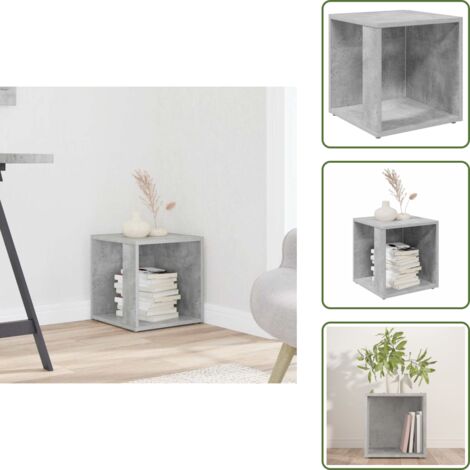 The Living Store Tavolino Grigio Cemento 33x33x34,5 cm in Truciolato - Tavolino grigio cemento