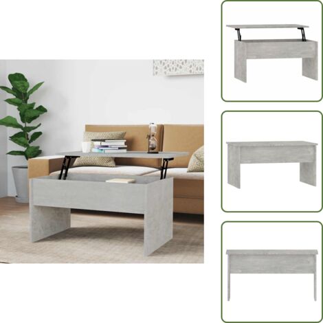 The Living Store Tavolino Grigio Cemento 80x50,5x41,5 cm in Legno Multistrato - Tavolino da caffè