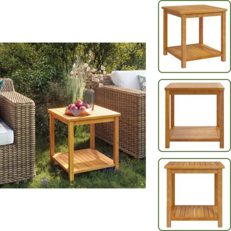 The Living Store Tavolino in Legno Massello di Acacia 45x45x45 cm - Tavolino da notte