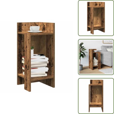 The Living Store Tavolino Laterale con Ripiano Legno Antico 25,5x27x60 cm - Tavolino da caffè