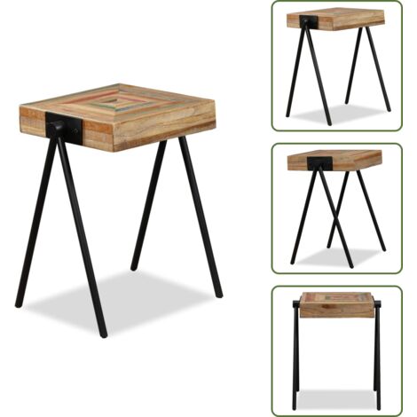 The Living Store Tavolino Laterale in Legno Massello di Teak di Recupero - Tavolino industriale
